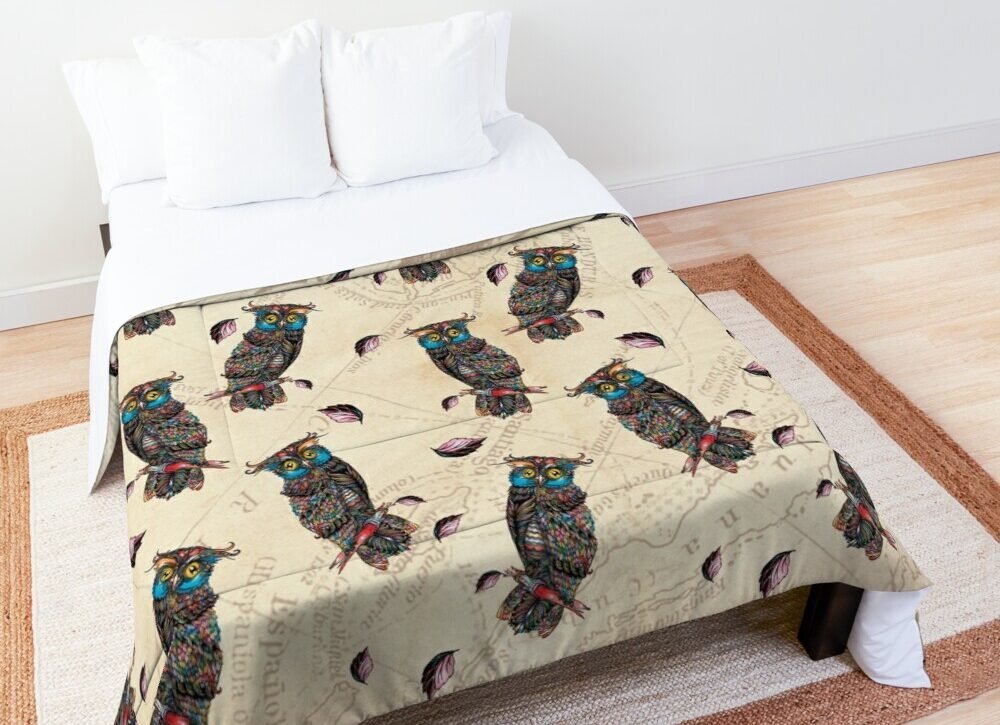 Estampado «Búhos al Atardecer», el primer diseño de El Rincón de Ika